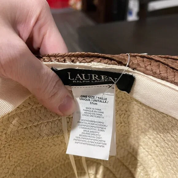 Ralph Lauren Woven Sun Hat With Leather/Floppy Beach Hat - Picture 4 of 7